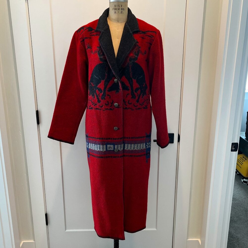 Wooded River Wool Blend Long Vintage Coat, XS